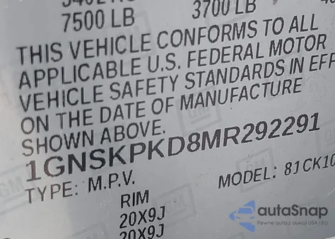 2021 Chevrolet Tahoe 4Wd Z71 z USA, uszkodzony, nr VIN 1GNSKPKD8MR292291